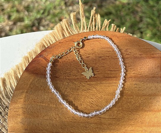 Pulseira Quartzo Cristal - Dourada