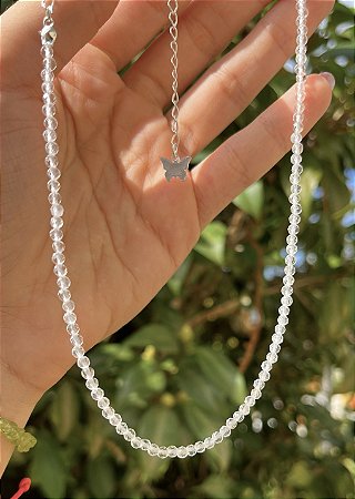 Gargantilha Quartzo Cristal - Prata