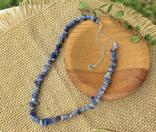 Gargantilha Quartzo Azul - Prata