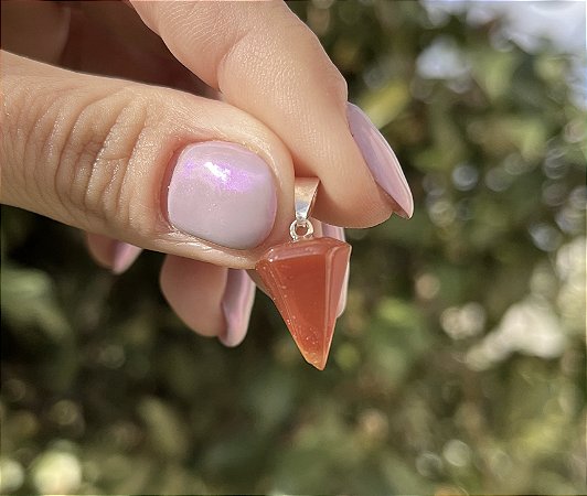 Pingente Mini Pêndulo Ágata Cornalina - Prata