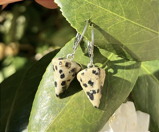 Brinco Argolinha - Mini Pêndulo Jaspe Dálmata