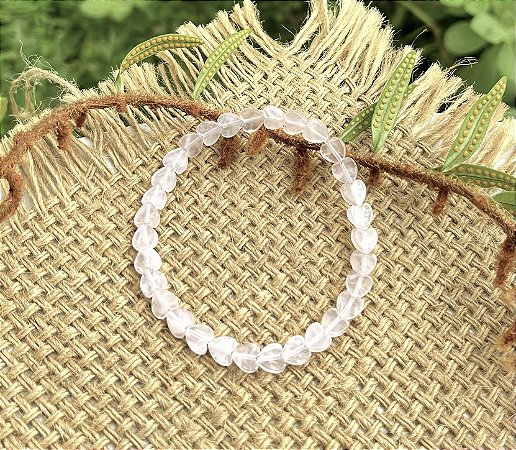 Pulseira Quartzo Rosa - Coração