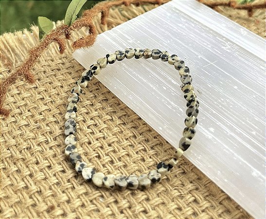 Pulseira Jaspe Dálmata - Coração