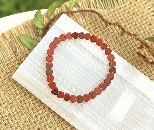 Pulseira Jaspe Vermelha - Coração