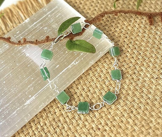 Pulseira Quartzo Verde - Prata