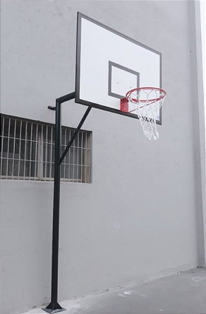 Estrutura pé direito com tabela de basquete 1,60 x 1,10 mt em laminado  naval - https://www.wkesportes.com.br