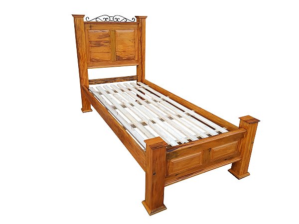 Cama de Solteiro em Madeira de Demolição Modelo Almofadas Sudeste Rústico
