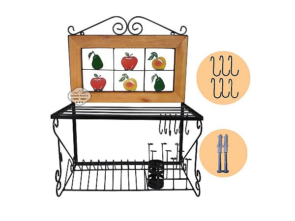 Suporte Paneleiro Artesanal Frutas 60cm Sudeste Rústico