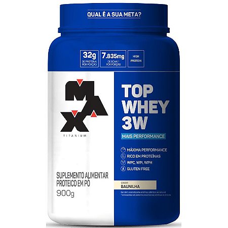 Top Whey 3W + Performance 900G - Max Titanium (Sabor Baunilha)