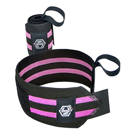 Munhequeira Elástica (Par)- Preto e Rosa - UNICO