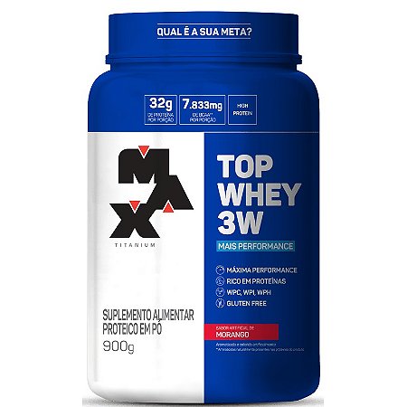 Top Whey 3W + Performance 900G - Max Titanium (Sabor Morango)