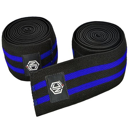 Faixa Elástica de Joelho PAR (Com Fecho) - Preto e Azul