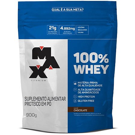 100% Whey Refil I Max Titanium - Sabor: Chocolate (900g)