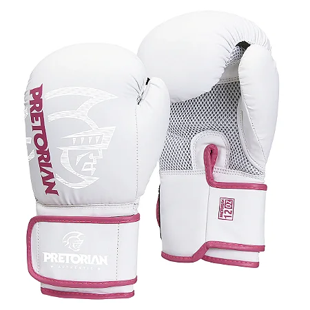 KIT DE BOXE/MUAY THAI PRETORIAN FIRST FX2 BRANCO/ROSA 12oz
