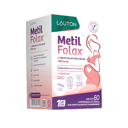 Metilfolax® Metilfolato de Cálcio 360mcg - 60 Comprimidos | Lauton Nutrition.