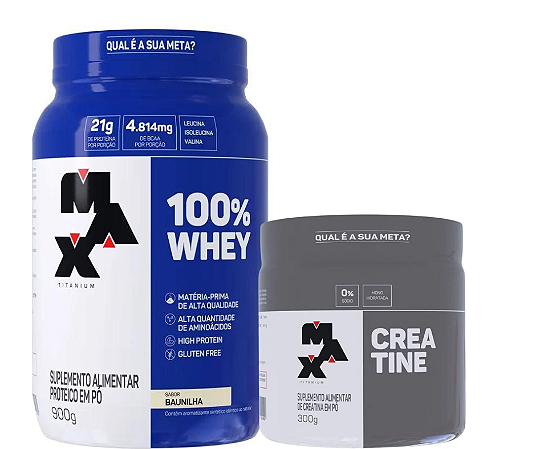 COMBO MAX: 100% Whey Max Titatnium Pote + Creatina 300g