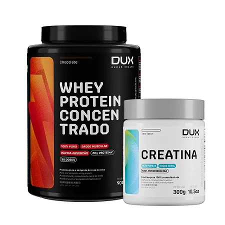 COMBO: Whey Concentrado 900g + Creatina 100% Pura 300g DUX