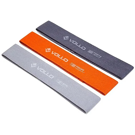 Kit 3 Faixas Elásticas Mini Bands de Poliéster 3 Intensidades Vollo