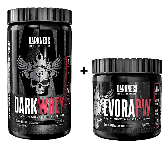 COMBO DARKNESS: DarkWhey 900g + Pré Treino Evora 300g
