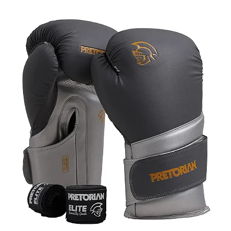KIT LUVA BOXE/MUAY THAI 14OZ ELITE CHUMBO/ AMARELO PRETORIAN