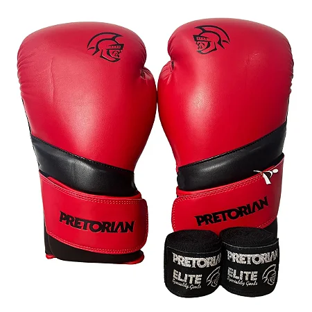 LUVA BOXE/MUAY THAI 14OZ ELITE VERMELHO/PRETO PRETORIAN