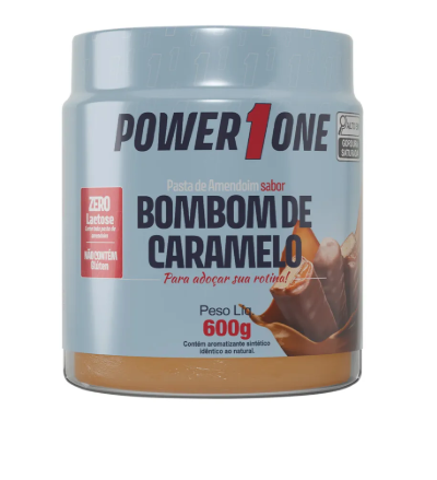 Pasta de Amendoim sabor Bombom de Caramelo 600g Power1one