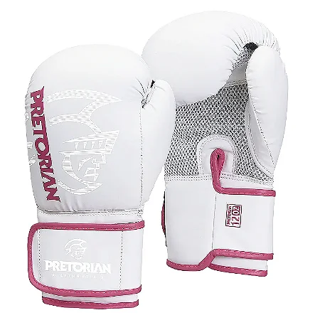 LUVA DE BOXE/MUAY THAI PRETORIAN FIRST FX2 BRANCO/ROSA 12oz