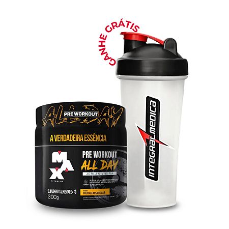 Pré Treino All Day Max Titanium + COQUETELEIRA DE BRINDE