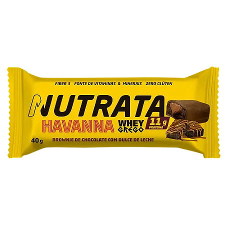 Barra Proteica Havanna Whey Grego | Nutrata - Sabor Brownie de Chocolate (40g)