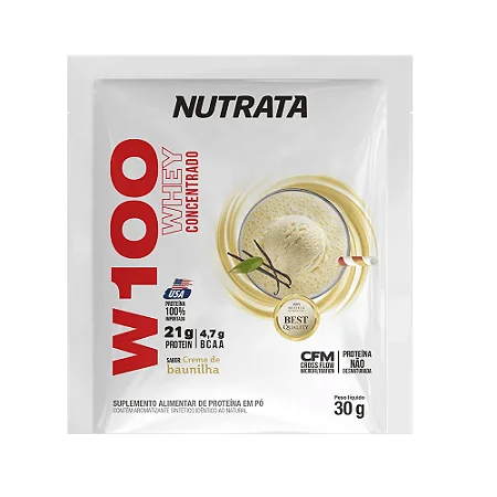 Sachê Whey Concentrado W100 I Nutrata - Sabor Creme de Baunilha (30g)