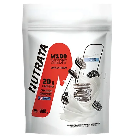 Refil Whey Concentrado W100 I Nutrata - Sabor Cookie and Cream (900g)