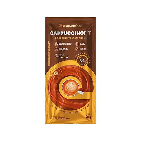 Cappuccino Fit Sachê | Elemento Puro – Sabor: Doce de Leite (20g)