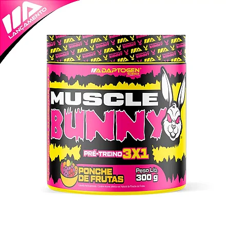 Muscle Bunny Pré Treino 3×1 I Adaptogen - Sabor: Ponche de Frutas (300g)