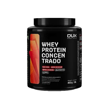 Whey Protein Concentrado - Pote 450g Morango Dux