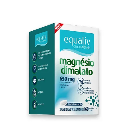 Magnésio Dimalato 650mg | Equaliv (60 Cápsulas)