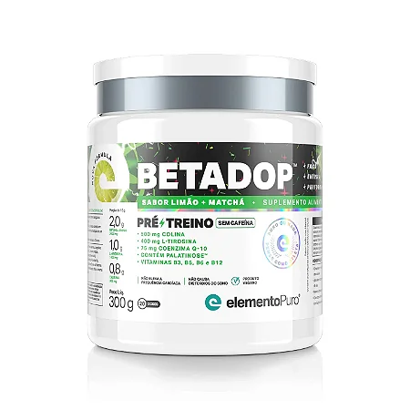 Betadop Pré-Treino - Limão com Matchá - 300g Elemento Puro