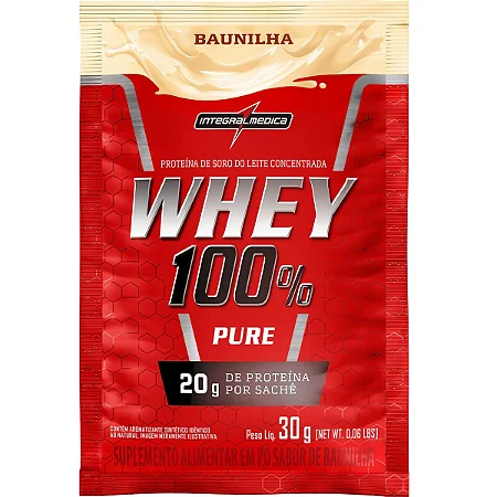 Whey Protein 100% Pure em Sachê Baunilha IntegralMedica