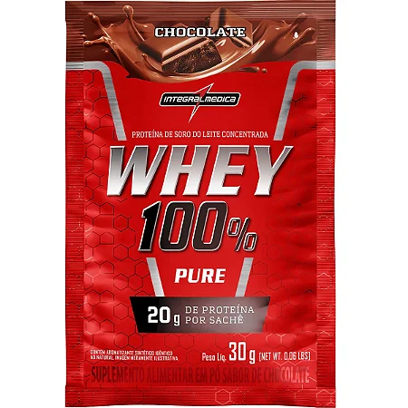 Whey Protein 100% Pure em Sachê Chocolate IntegralMedica
