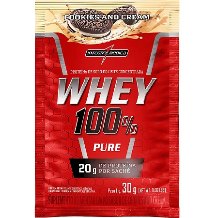 Whey Protein 100% Pure em Sachê Cookies IntegralMedica