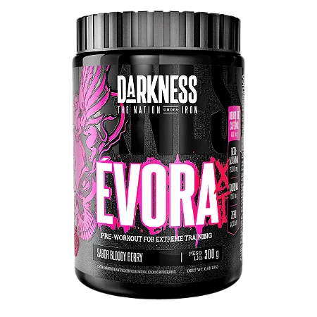 Evora Xt Darkness - Pré-Treino Com Dobro De Cafeína Bloody Berry 300g