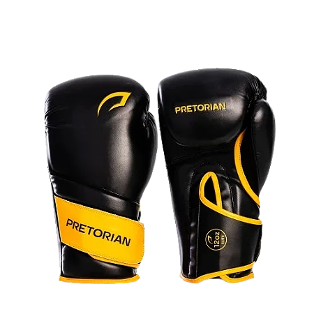 Kit Luva de Boxe e Muay Thai Elite - Pretorian 12oz Preto/Amarelo