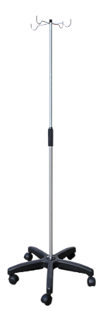 SUPORTE PARA SORO EM INOX  - BASE COM RODIZIOS