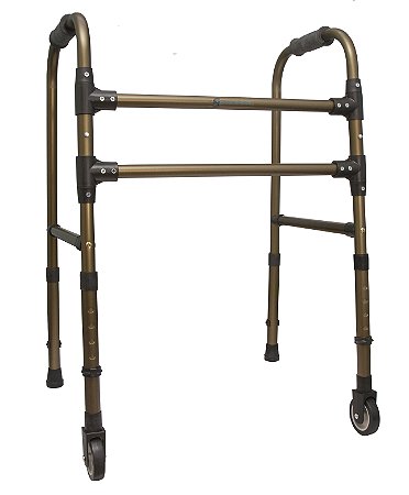 ANDADOR FIXO 2 BARRAS 80KG C/RODAS - BRONZE