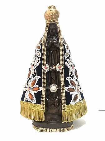 Nossa Senhora Aparecida manto bordado 38cm