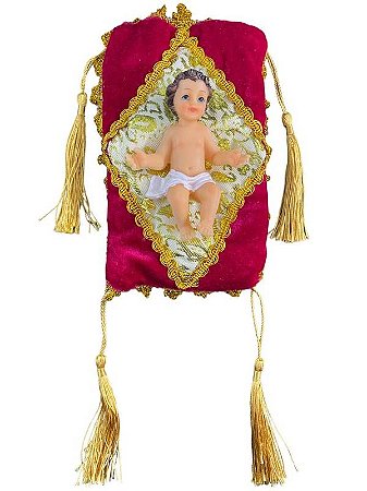 Menino Jesus em resina importada com almofada 9cm