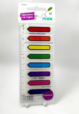MARCADOR DE PAG MAX NEON TRANSP 8C SETA 12 FLS 45MMX12MM - REF 744848