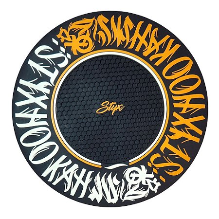 Tapete De Silicone Styx Fireproof Preto - Dourado/Branco