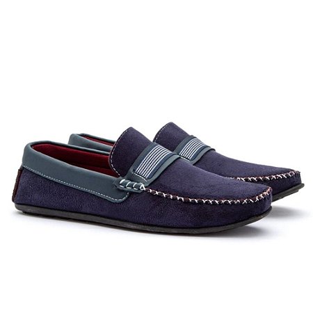 Mocassim Casual Masculino de Camurça Azul