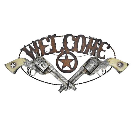 PLACA DECORATIVA COUNTRY REVOLVER