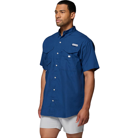 CAMISA COLUMBIA PFG BONEHEAD DE MANGA CURTA MASCULINA TAMANHO GG COR AZUL